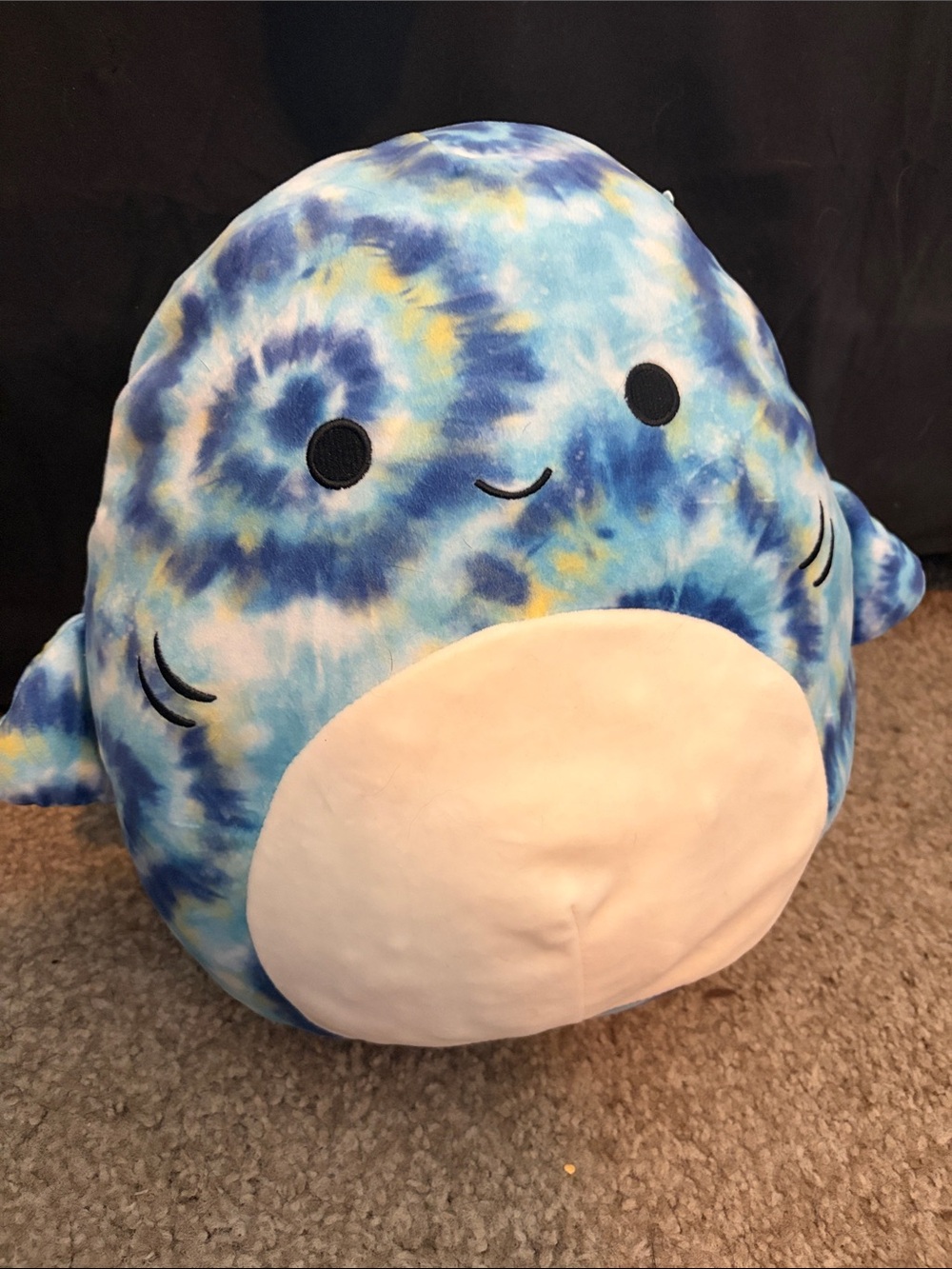 Squishmallows Blue Tie-Dye Whale Plush with Cream Belly